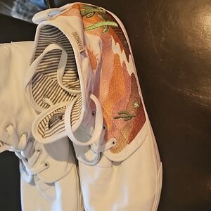 White and Multicolor Women's High-Top Sneakers